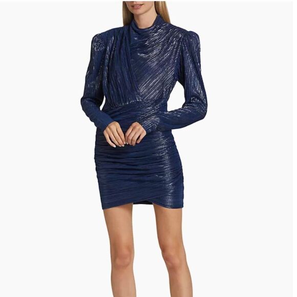 Sabina Musayev Dresses & Skirts - SABINA MASAYEV (NWT) Maya Foil Pleated Knit Minidress, Blue, Size S